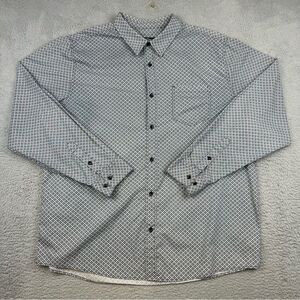 Gibson Trading Shirt Mens 2XL Gray Diamond Plaid Button Up Business Casual‎